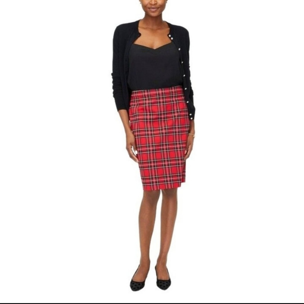 J. Crew Cotton Sateen Tartan Pencil Skirt